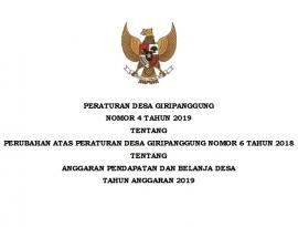 Peraturan Desa Giripangguung Nomor 4 Tahun 2019